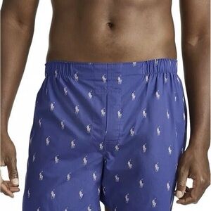 Polo Ralph Lauren Men’s Boxer Shorts Blue Woven Cotton Boxers with Pony Logo S